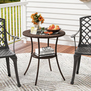 25.5" Wicker Patio Dining Table, Outdoor Round Bistro Side Table