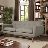 Modway Engage Mid-Century Modern Upholstered Fabric Loveseat in Granite