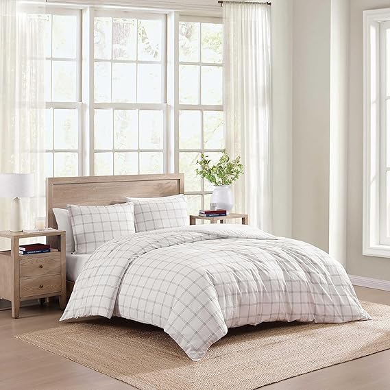 King Comforter Set - Modern Stripe White with Matching Sham