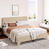 Upholstered Queen Size Bed Frame with Adjustable Headboard