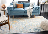 Madison Collection 9' Square Light Blue / Beige MAD457B Modern Abstract Non-Shedding