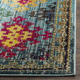 Monaco Collection Area Rug - 6'7" x 9'2", Blue & Multi, Boho Diamond Trellis Design, Non-Shedding & Easy Care, Ideal for High Traffic Areas in Living Room, Bedroom (MNC244N)