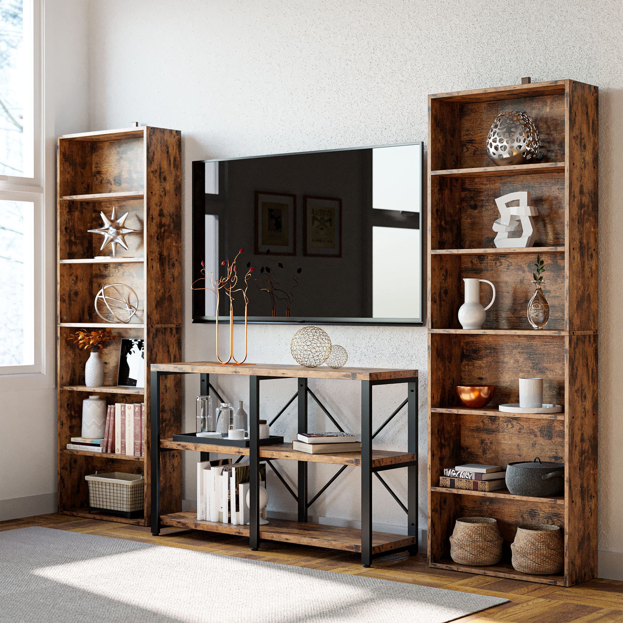 Industrial Bookshelves and Bookcases Floor Standing 6 Shelf Display Storage