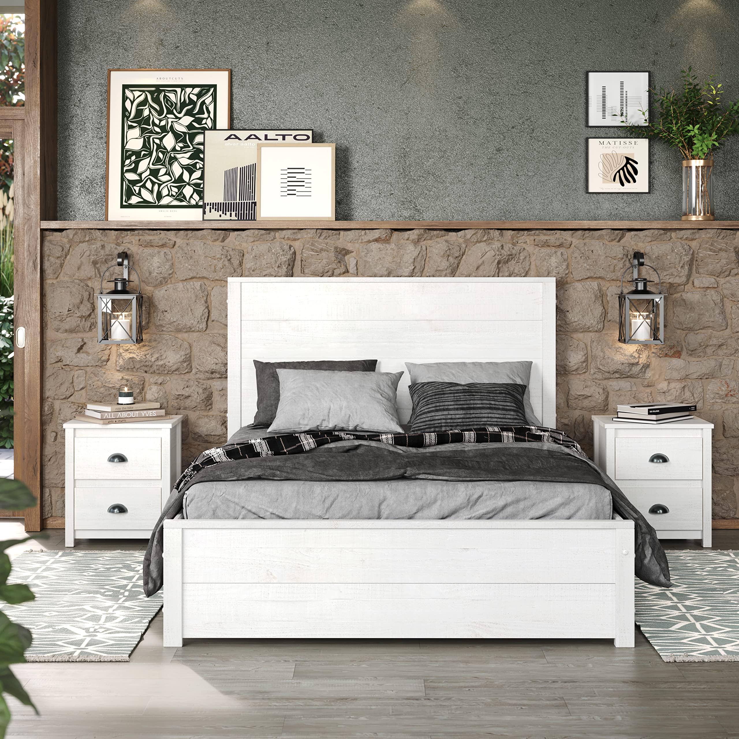 Hampton 2 Drawer Solid Wood Rustic Nightstand