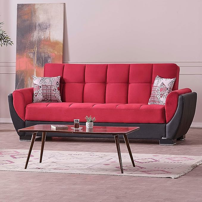 95" Convertible Sofa Bed with Storage, Firm, Fabric, 3 Seater