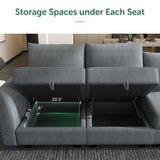 Modular Sectional Sofa with Storage Ottoman Fabric Modular Couch with Reversible