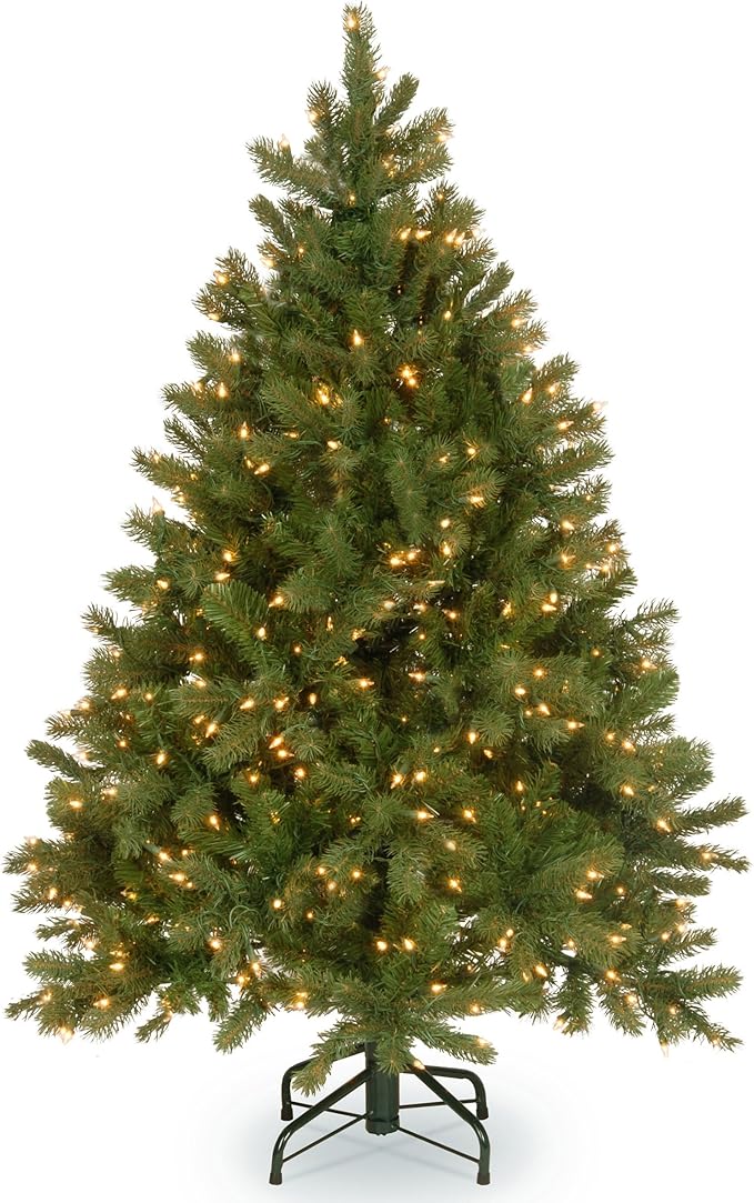 Pre-Lit 'Feel Real' Artificial Slim Downswept Christmas Tree, Green, Douglas Fir