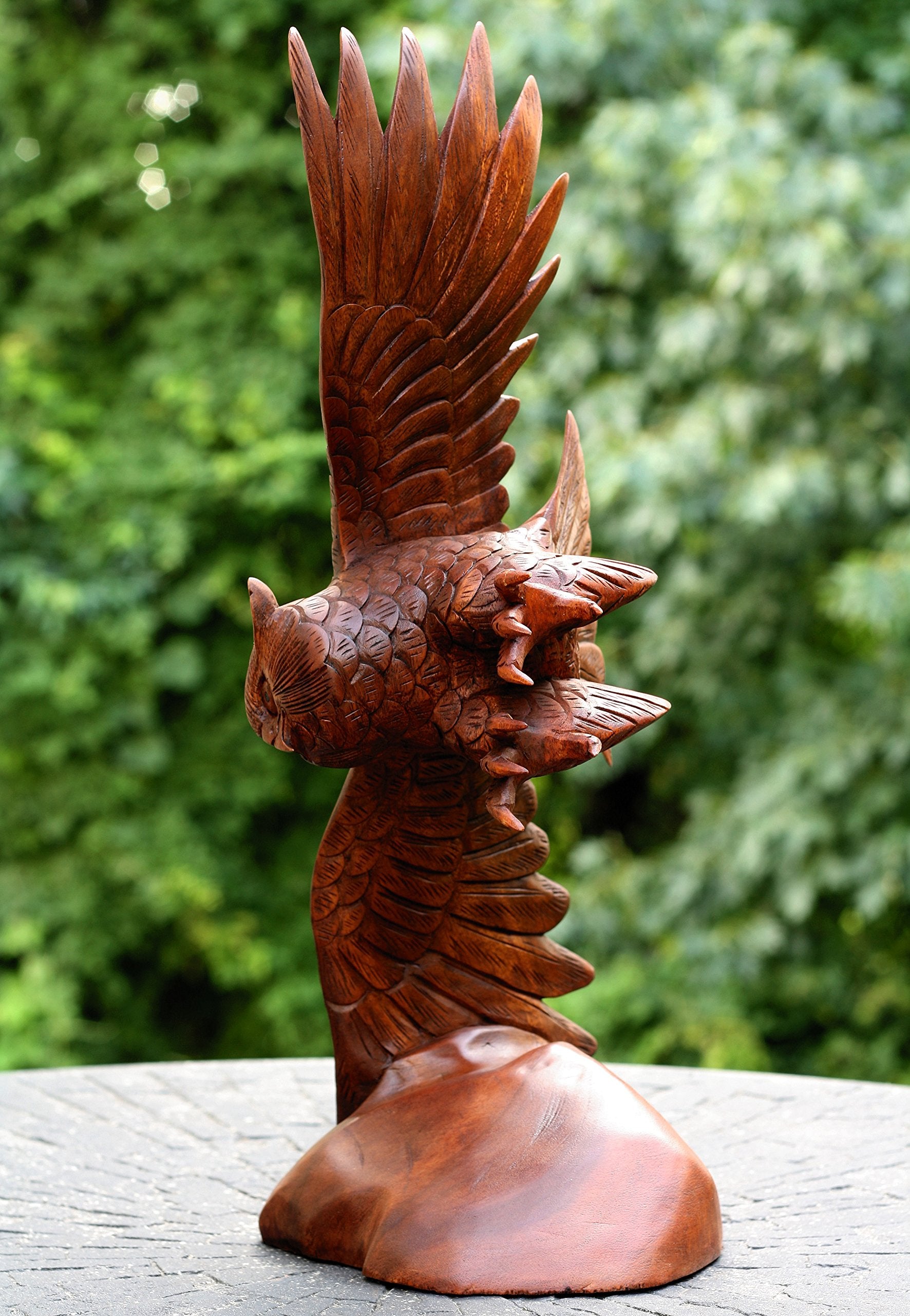 Extra Large Huge 20" Hand Carved Flying Wooden Owl Statue Figurine