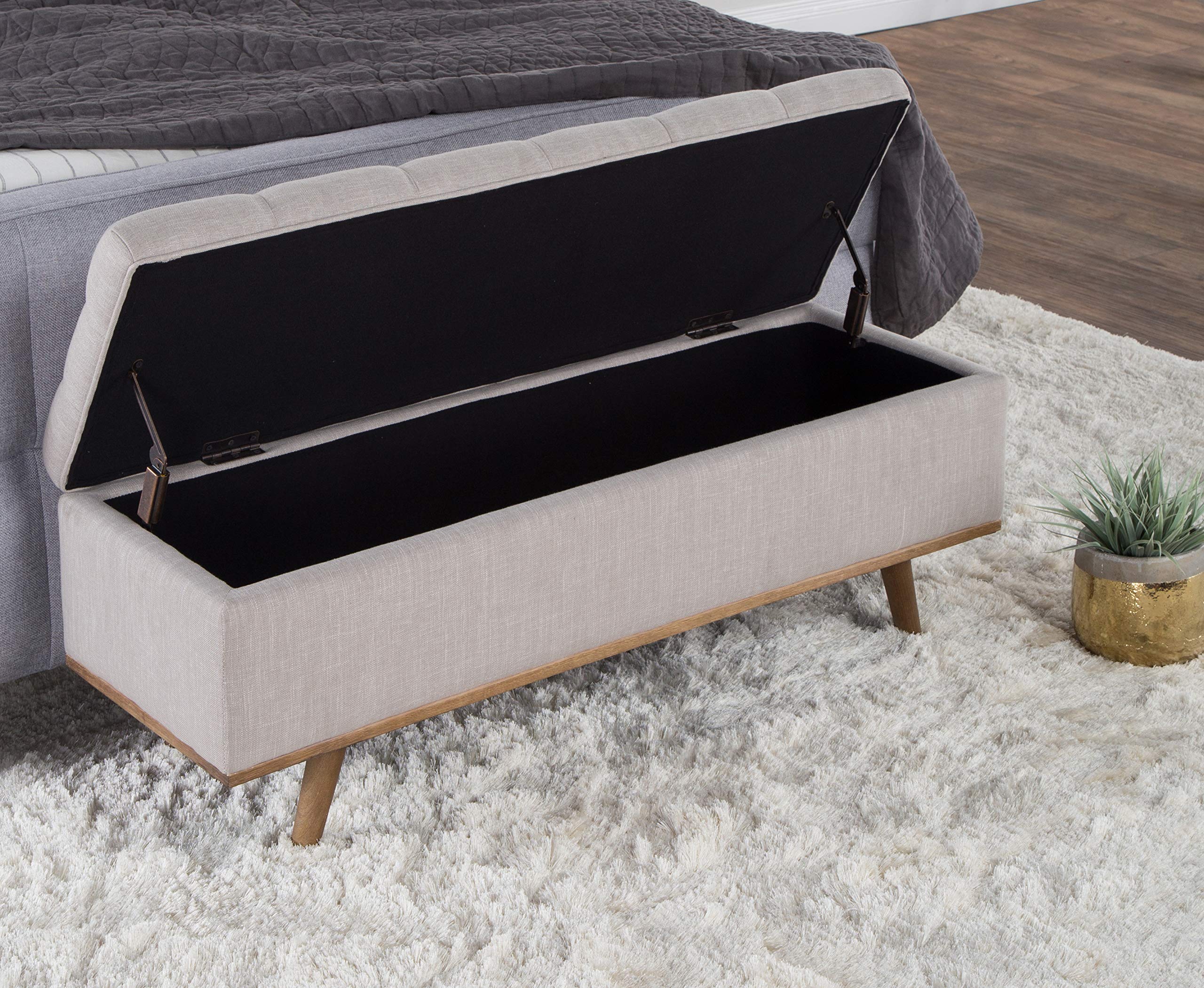 Fabric Upholstered Solid Wood Storage Bench