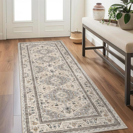 Area Rugs 6x9 Machine Washable Rug for Living Room, Non Slip Vintage Indoor Rug, Low