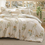 Bed in a Bag Queen Size 7 Pieces - 100% Cotton Sheet and Polyester Bedding Comforter