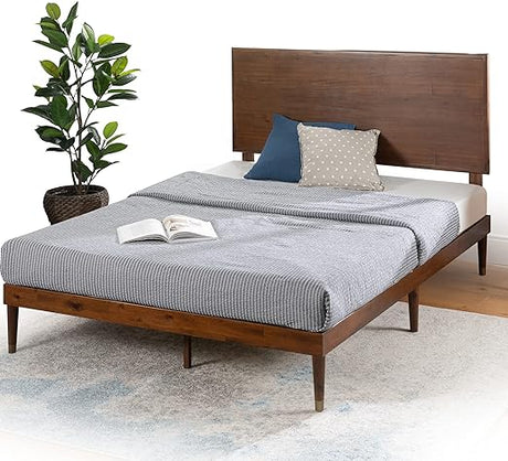 Raymond Wood Platform Bed Frame with Adjustable Wood Headboard