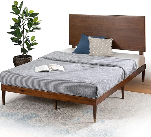 Raymond Wood Platform Bed Frame with Adjustable Wood Headboard