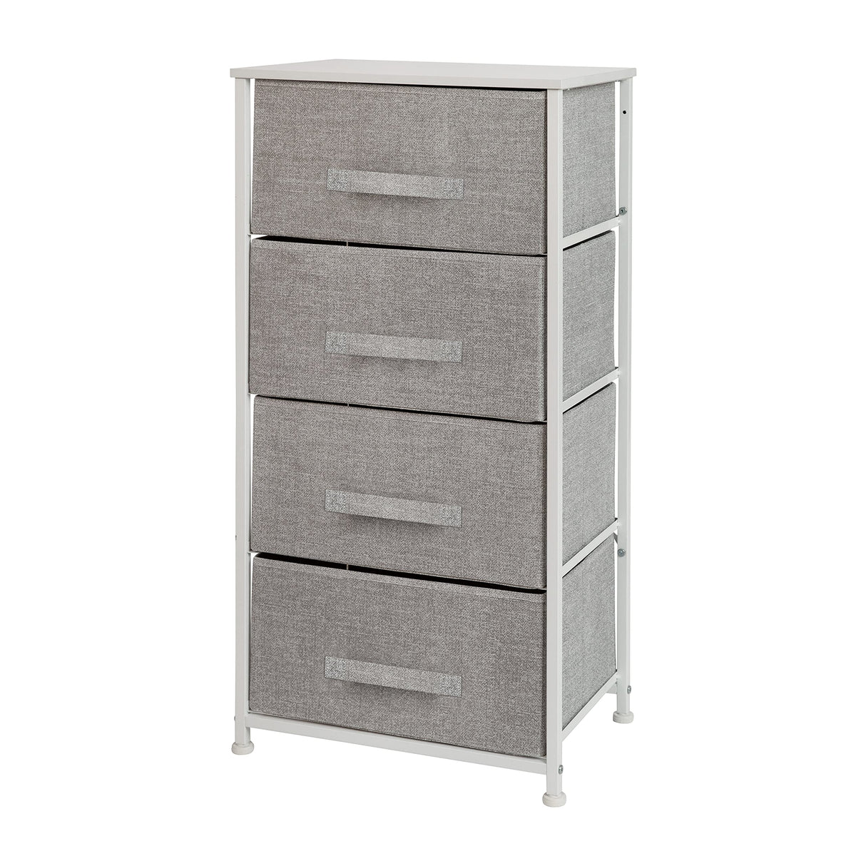 4-Drawer Storage Chest of Drawers, Modern Bedroom Dresser with 4 Easy Pull Fabric Drawers and Engineered Wood Top, Light Gray