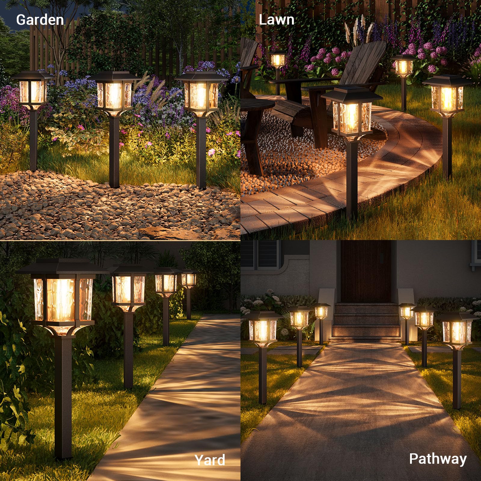 Solar Outdoor Lights 15 LM Garden Lights with Metal Glass, 2-Tone Bronze & Wood