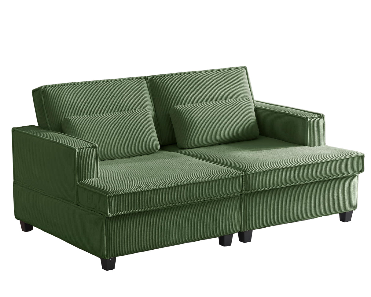 75" Oversized Loveseat Sofa, 2 Seat Comfy Corduroy Couch with Adjustable Seat Depth