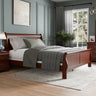 Traditional Cherry Wood King Bed Frame with Sleigh Headboard