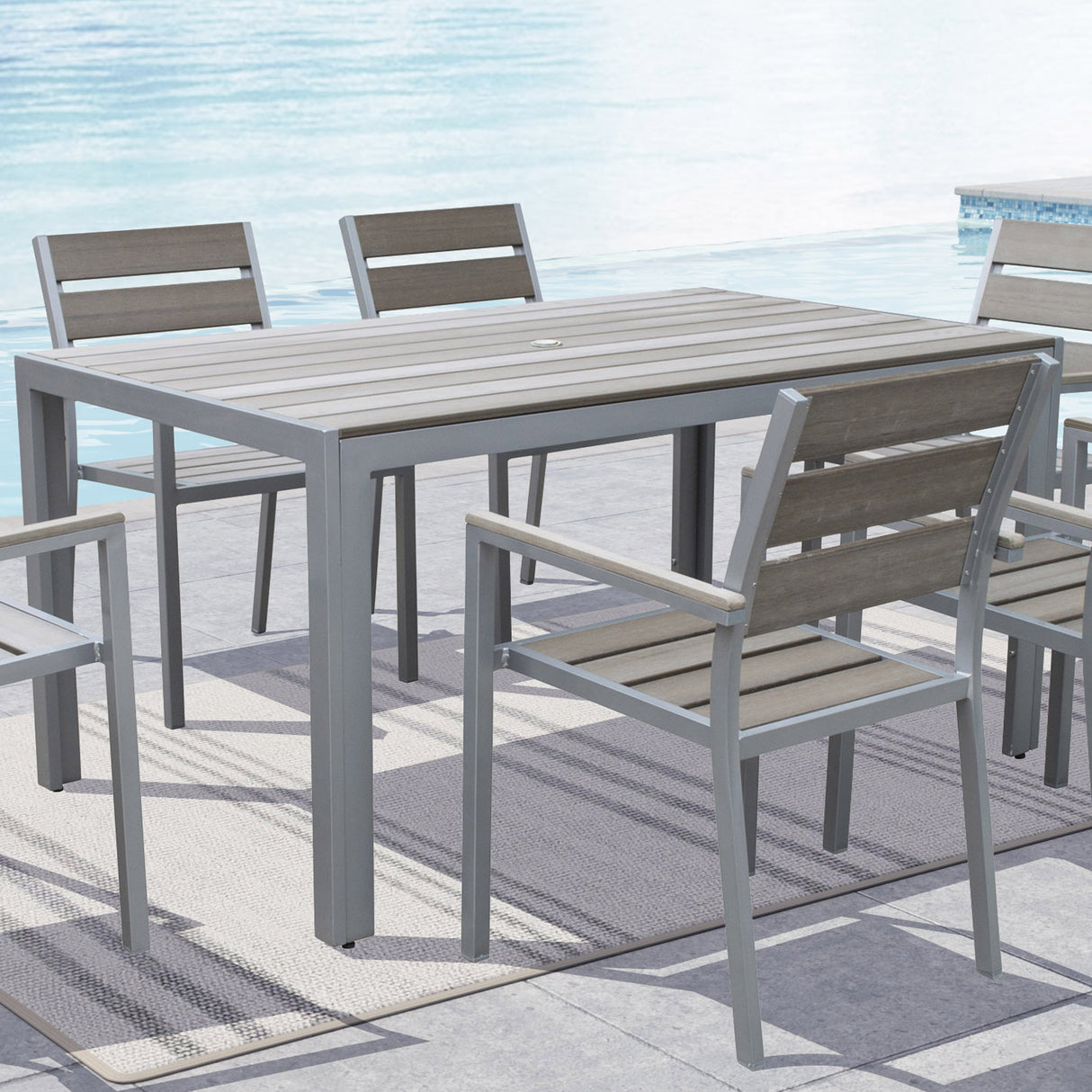 PJR-572-T Gallant Outdoor Dining Table, Sun Bleached Grey