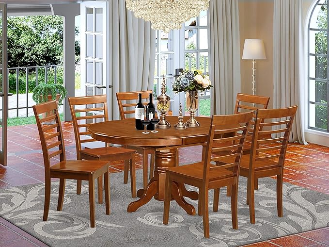 AVML7-SBR-C Avon 7 Piece Kitchen Set Consist of an Oval Table with Butterfly Leaf