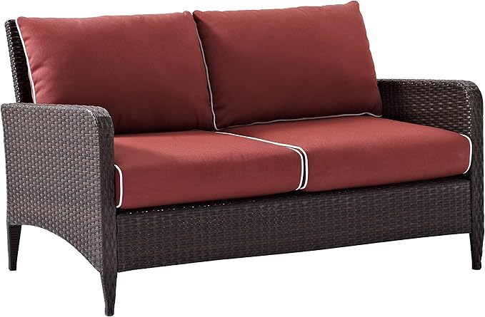 Kiawah Wicker Outdoor Loveseat, 2-Person Patio Couch for Porch, Deck