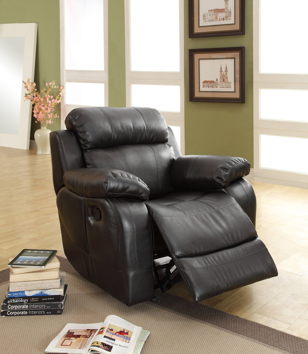 Marille Collection Glider Reclining Chair, 1 Seater, Black