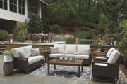 Paradise Trail Outdoor Patio Sofa with Cushion and 2 Pillows, Brown & Beige