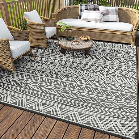 -Outdoor Rug Carpet 6x9 ft for Patio RV Camping with Led Strip