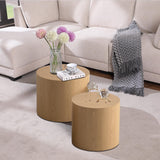 Round Nesting Coffee Table Set of 2 Modern Drum Coffee Table Side Table Storage