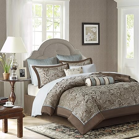 Aubrey Cozy Comforter Set, Faux Silk Jacquard Paisley Design