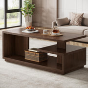 47.24" Coffee Table with Storage Shelf, Mid-Century Modern Center Table