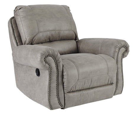 Back Rocker Recliner with Nailhead Trim, Gray