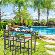 3Pcs Outdoor Patio Bar Set, 55" Rectangular Pub Height High Top Bar Table