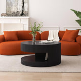 Black Round Drum Coffee Tables for Living Room Contemporary Circle Coffee Table