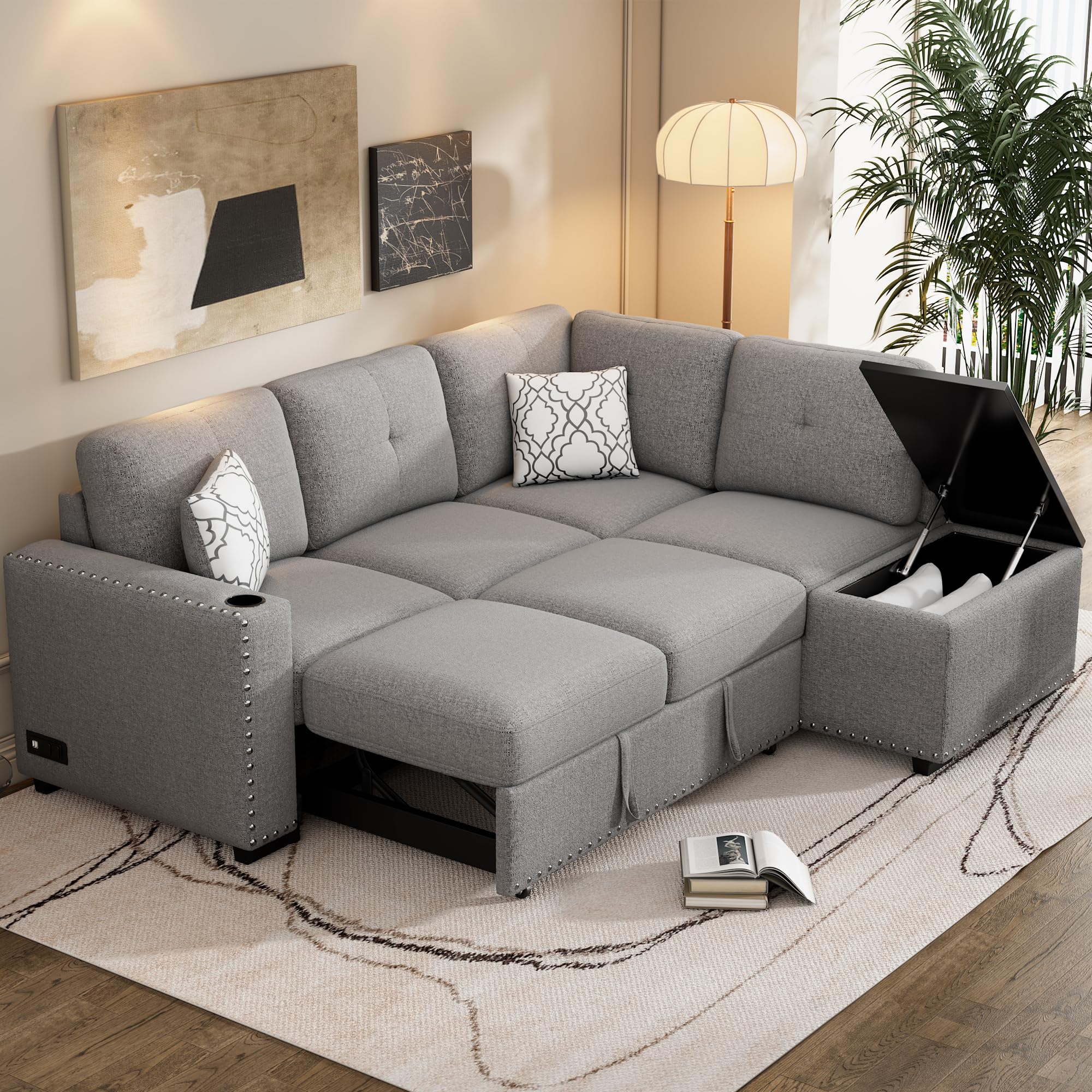 Out Sleeper Sofa L-Shape Sofa, Reversible Sectional Sofa