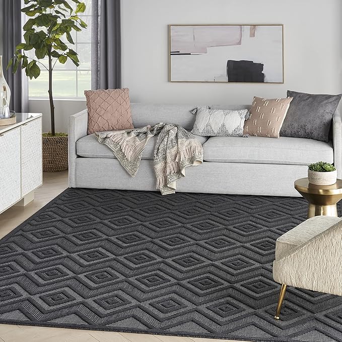 Versatile Indoor/Outdoor Natural Beige 8' x 10' Area Rug, Easy Cleaning