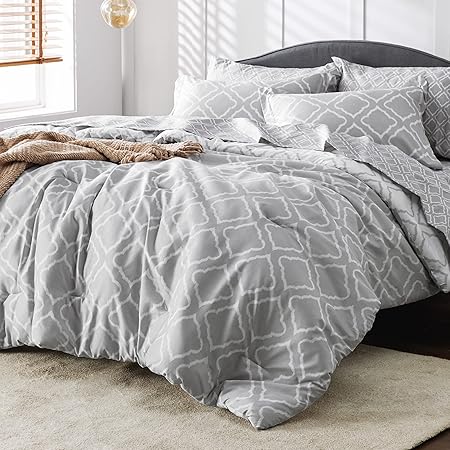 Full Comforter Set 7 Pieces - White Quatrefoil Comforters Full Size