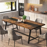 70.87 Inches Dining Table for 8 People, Wooden Kitchen Table with Strong Metal Frame for Big Family,