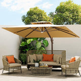 10 X 13 FT Cantilever Outdoor Patio Umbrella with Led Lights Large Heavy Duty 360