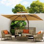 10 X 13 FT Cantilever Outdoor Patio Umbrella with Led Lights Large Heavy Duty 360