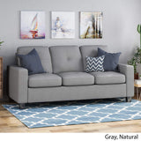 Viviana Three Seater Sofa with Wood Legs, Gray and Natural Finish