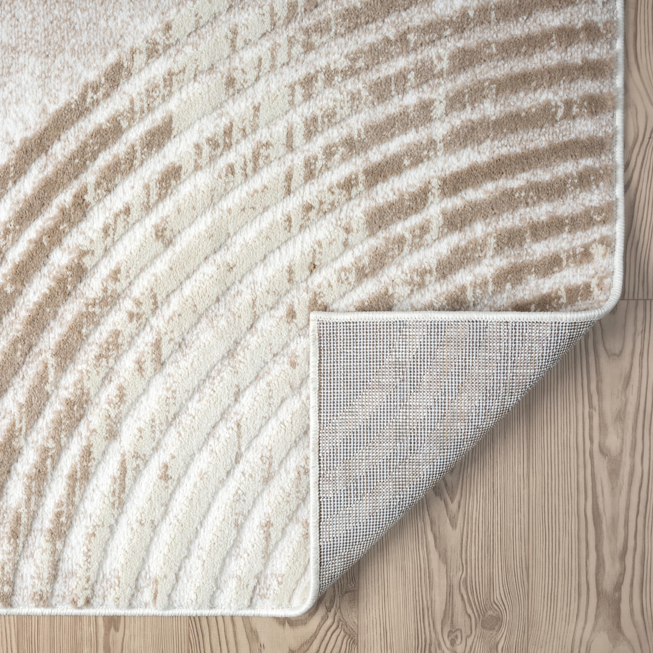 Abani Cream Area Rug for Living Room, Bedroom -Mid-Century Modern- 6' x 9' -Durable & Easy to Clean