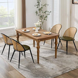 Rattan Dining Chairs Set of 4 with Faux Leather Cushion