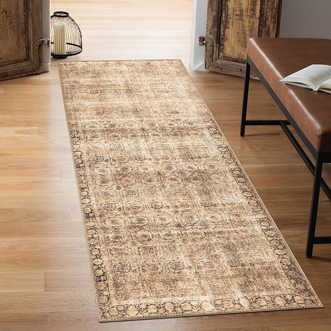 Machine Washable Area Rugs with Non-Slip Backing, Ideal for Hallway, Living Room