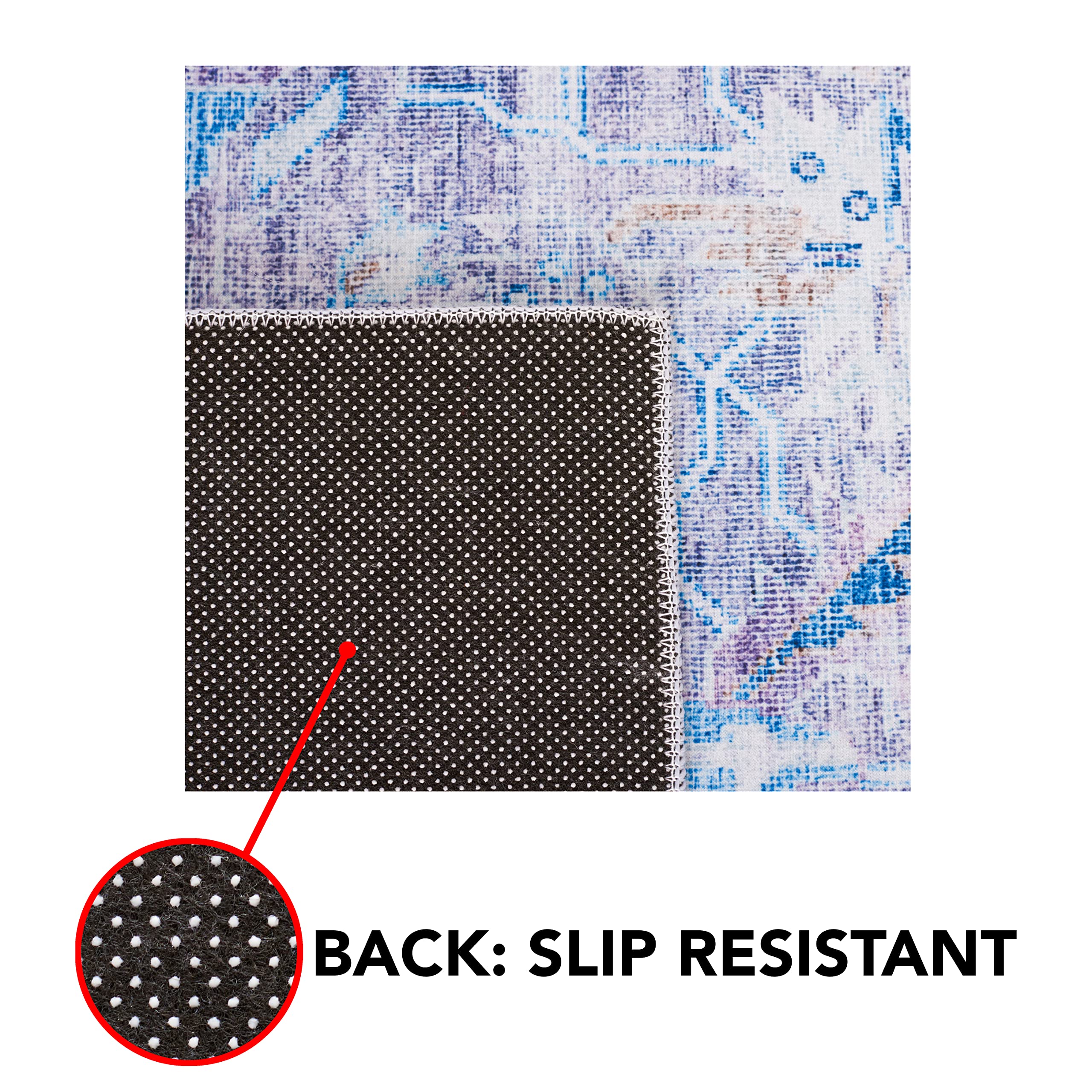 SAFAVIEH Washable Rug Tucson Collection - 10' x 14', Purple & Blue, Slip Resistant & Easy to Clean, Ideal for Living Room, Bedroom, Dining Space (TSN185V)