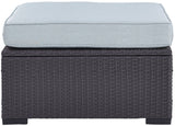 Crosley Furniture Biscayne Wicker Outdoor Ottoman Foot Rest for Patio, Deck, Porch, Brown with Mist Cushions