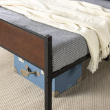 and Metal Platform Bed Frame, Bed Frame Made with Sustainable Bamboo, Steel Slat