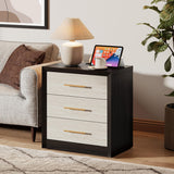 Wide Large Nightstands Set of 2, Black Night Stand