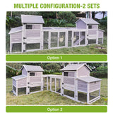 81in Mobile Chicken Coop Multi-Level Hen House, Wooden Poultry Cage for 3-5 Chickens