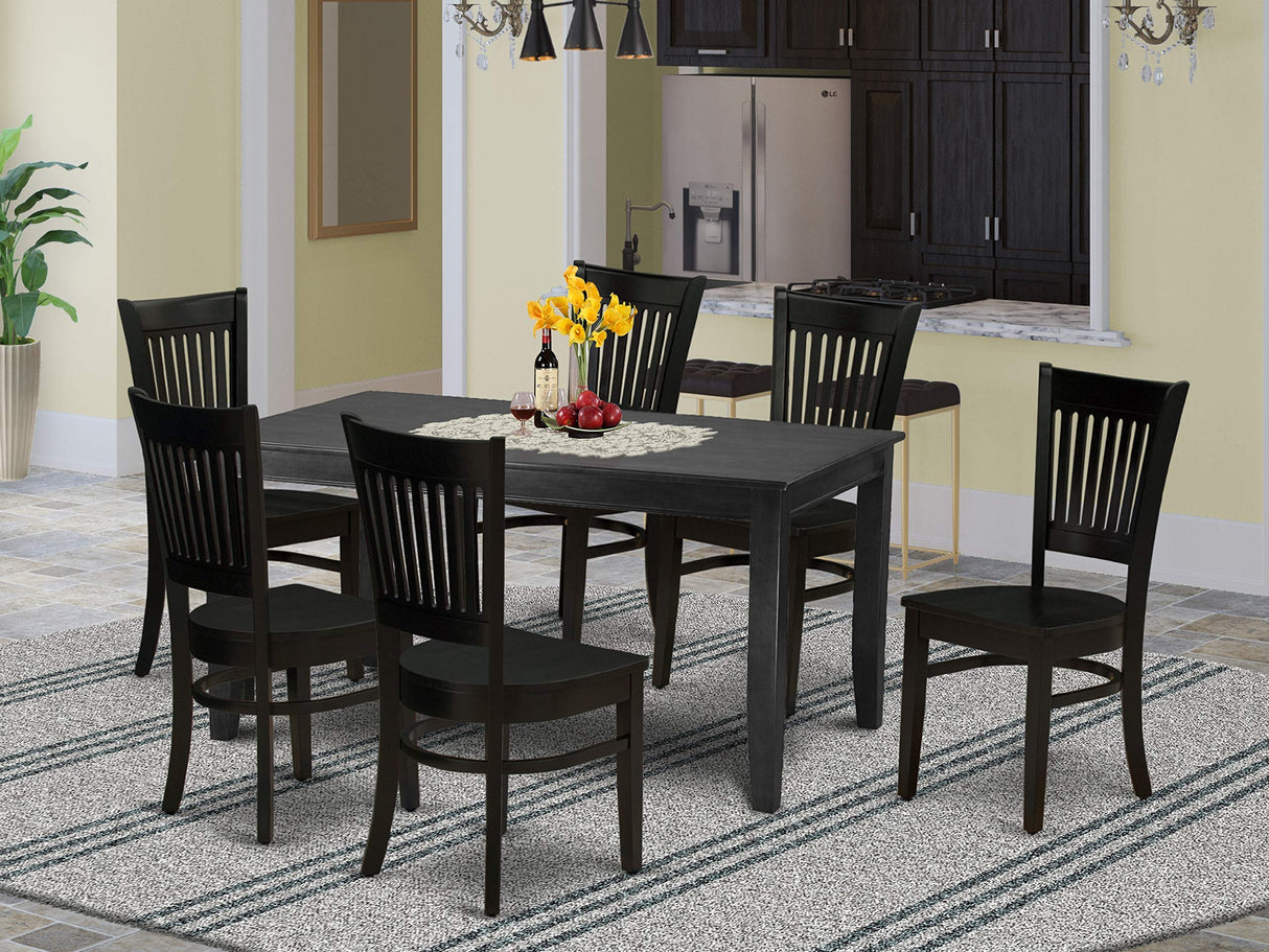 DUVA7-BLK-W Dudley 7 Piece Set Consist of a Rectangle Dinner Table and 6 Kitchen Dining Chairs