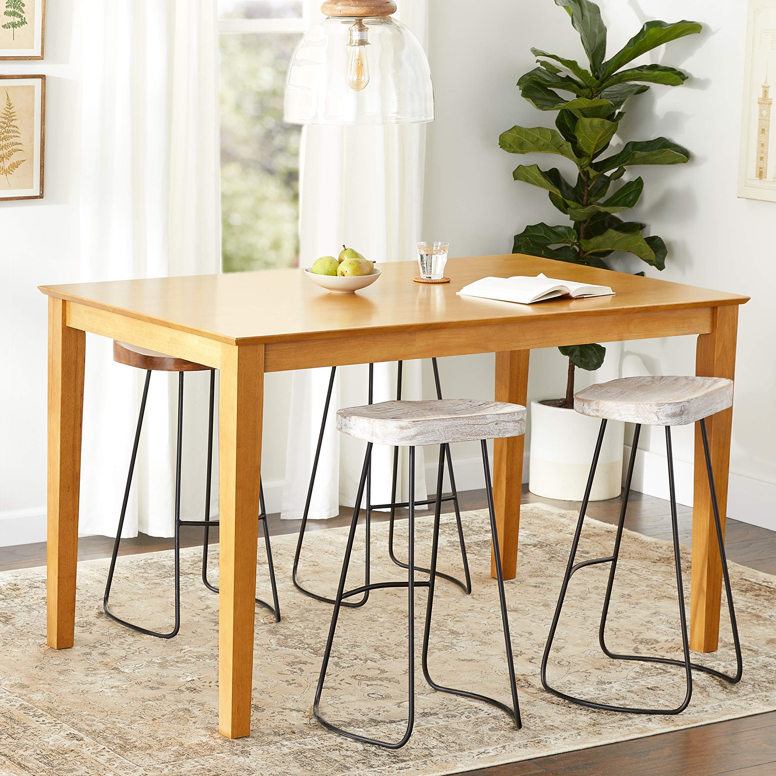 CAT-OAK-H Capri Bar Height Counter Table - a Rectangle Dinner Table Top with Sturdy Legs